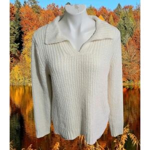 Maurices Cozy Open Collar Sweater Off White Size L